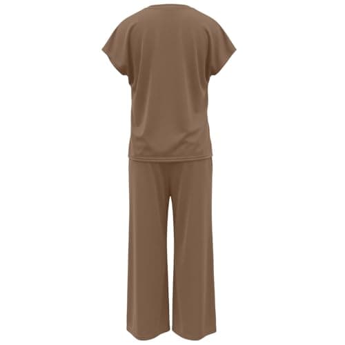 Women's 2 Piece Sets for Women Going Out Navy Pink Grey Summer Lounge Travel Outfits Sleeveless Blouse and Wide Leg Pants Airport Casual Trendy Sweatsuits Size 8 10 12 14 16 18 20 22 24 26 28 30 32 — view 3