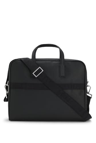BOSS Mens Zair S doc case Logo-lettering document case in structured leather Size One Size — view 3