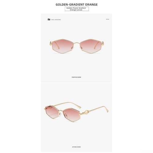 Drivstraw Women's Irregular Diamond Metal Sunglasses UV400 Protection Geometric Frame Fashion Eyewear with Silicone Nose Pads for Travel Daily Outdoor Activities(B) — view 3