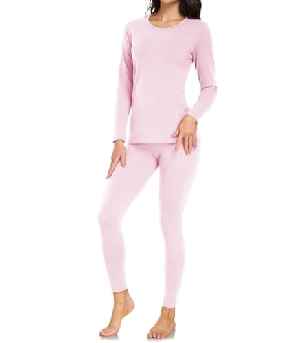 wirarpa Women's Thermal Underwear Set Cotton Base Layer Top & Bottoms L