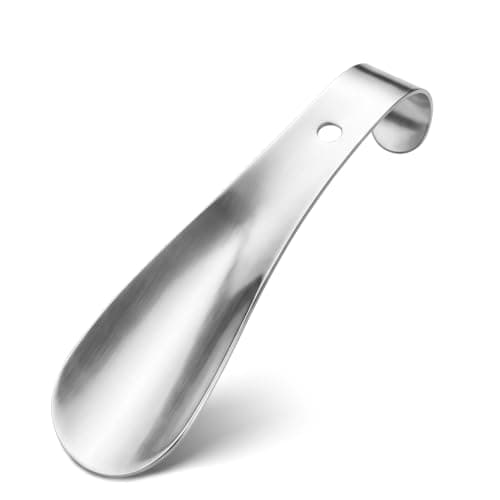 Grey Metal Shoe Horn Small 16cm Curved Hook for Travel Shoes Daily Use