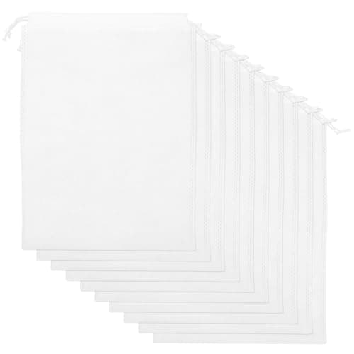 10pcs White Non Woven Shoe Storage Bags with Drawstring for Travel