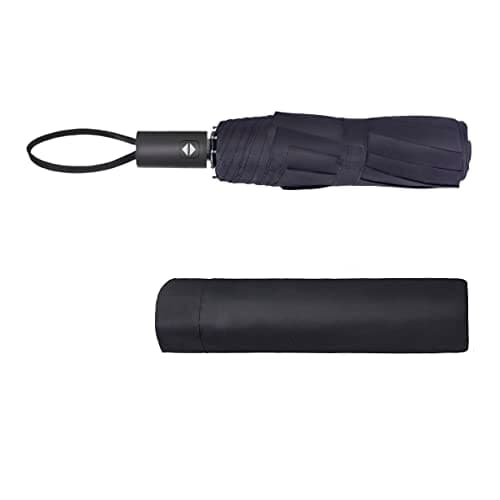 SYNHOK Compact Travel 8 ribs Folding Umbrella,Durable Rain Windproof Portable Umbrella with Strong Ribs Reinforced Canopy Ergonomic Handle Auto Open/Close -Man & Woman black folding umbrella — view 2