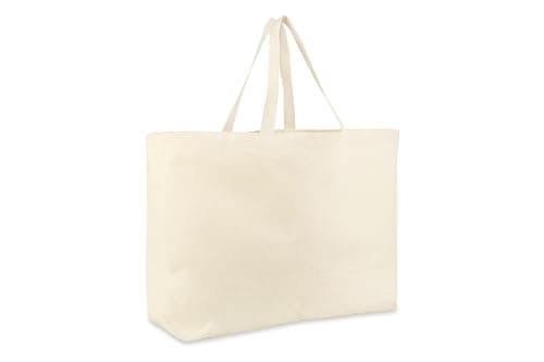 Bronta Mill Jumbo Oversized Heavy Duty Tote Bag, Beach, Shopping, Everyday Large 100% Cotton Canvas Eco Friendly Shoulder Bag – Natural 100% Cotton (Natural, Pack of 1)