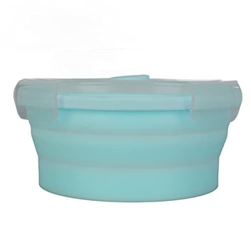 Collapsible Dog Bowl,Portable Foldable Silicone Pet Bowl Dog Travel Water Bowl Food Dishes with Lid for Dog Cat Outdoor Walking Traveling Hiking (Mint Green)