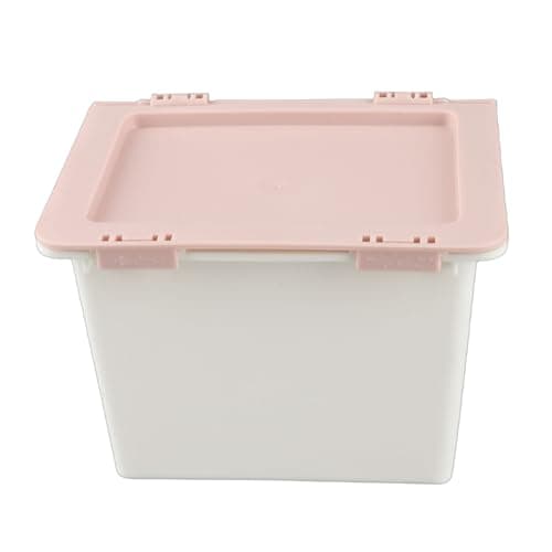 OEBUAFI Mini Desktop Storage Box, Plastic Stackable Organizer with Flip Lid, for Stationery Jewelry Makeup Accessories (Pink) — view 2