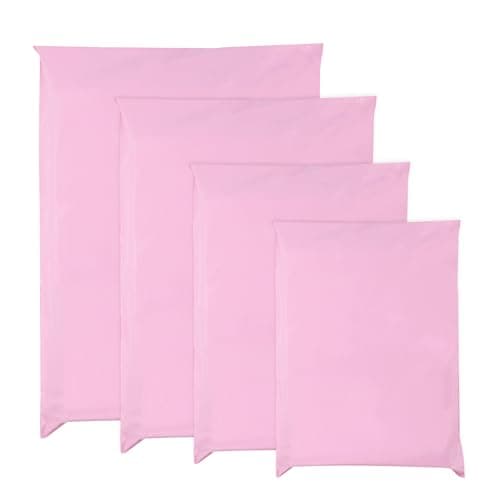 Double Dragon 60 Mixed Self-Seal Pink Mailer Bags | Tamper-Proof & Durable | Polythene Plastic Packaging Envelops for Mailing, Postage, Parcel Shipping & Delivery |4 Sizes (15 Each)| Small to Large