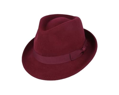 Classic 100% Wool Trilby Hat for Men & Women | Unisex Design | Fedora Jezz Hat | Elegant Trilby Hat (UK, Alpha, M, Standard, Maroon)