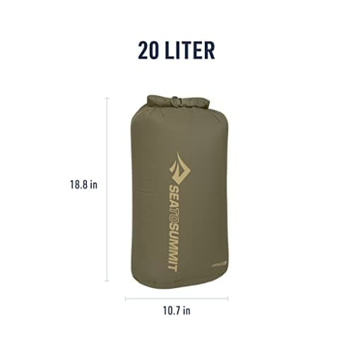 Sea to Summit - Lightweight Dry Bag XL 20L - Waterproof Storage - Roll-Top Closure - Recycled Fabric - Base Lash Point & D-Ring - For Backpacking & Kayaking - 27.1 x 23.4 x 47.8cm - Olive Green - 91g — view 6