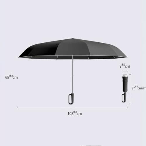 Maibar Umbrella Windproof Strong 30 Ribs Waterproof Umbrella Compact Folding Travel Umbrellas for Men and Women (Black) — view 6