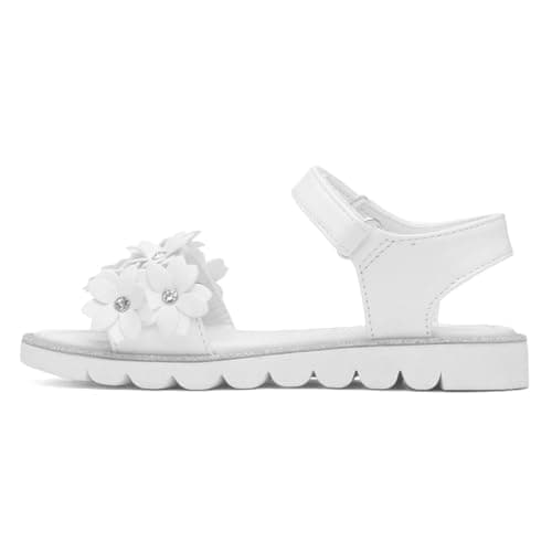 Walkright Florian Girls White Flower Flat Sandal - Size 2 UK - White — view 4