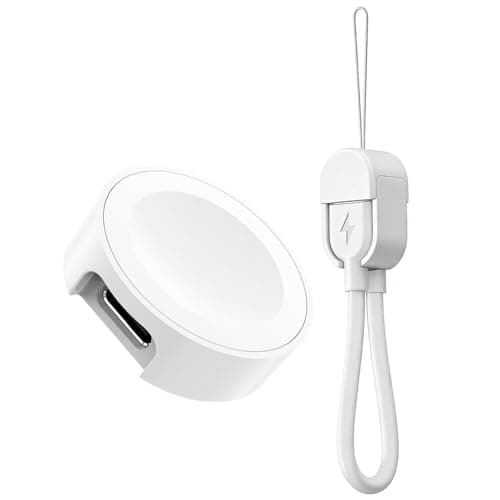 Charger for Apple Watch USB C, 5W Magnetic Wireless Fast Charging iWatch Charger Type C Travel Keychain for iWatch Series Ultra 3/11/10/9/8/7/6/SE3/SE2/5/4/3/2 Portable White with USB C Cable