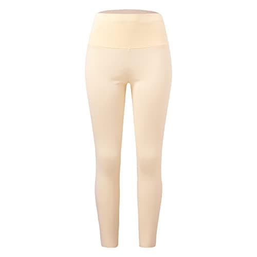 Thermal Tights for Women Fleece Tights Elastic Waist Thermal Leggings Winter Thermal Underwear Plain Thermal Trousers Lined Winter Trousers Seamless Thermal Leggings, beige, M — view 4