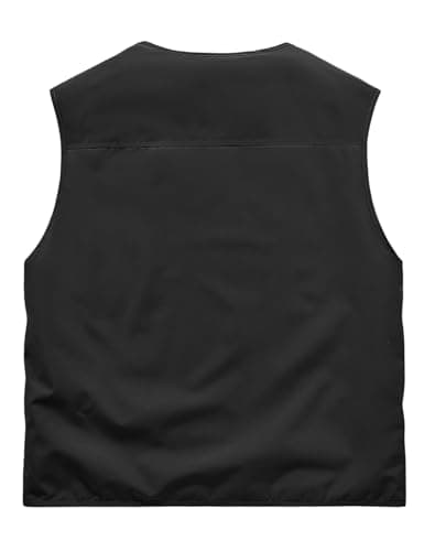 Sukany Men's Safari Utility Fishing Vest Work Travel Cargo Gilet Tool Military Tactical Shooting Waistcoat Outdoor Clothing Multi Pocket Jacket Fisherman Costume Black M — view 5