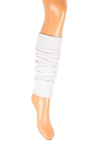 Ateena Wool Knit Long Leg Warmers for Women and Girls, Ankle Cuffs Heaters, Max Calves Circumference -17.6" (L/XL) Length-23.6", White — view 5