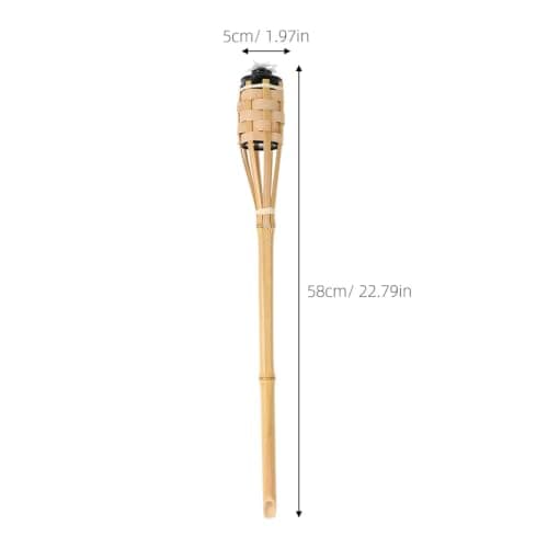 POPETPOP 4pcs Bamboo Torches Outdoor Oil Lanterns with Wick Windproof Garden Fire Torches for Camping Backyard Weddings Festivals Lightweight Natural Bamboo Pathway Lights — view 2