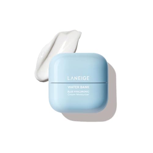 LANEIGE Water Bank Blue Hyaluronic Cream Moisturiser, Korean Face Moisturiser for Normal to Dry Skin, 100-Hour Hydration, Strengthen Skin Barrier, Blue Hyaluronic Acid & Pepta-Panthenol Complex, 20ml