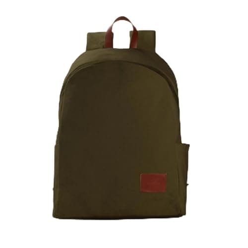 WooStyle Premium Cotton Canvas Backpack – Stylish, Lightweight, Multifunctional Laptop Bag, Extra Capacity. Fits 13”-15” inch Laptops. Unisex, All Ages. Includes Matching Pouch (Olive Green)