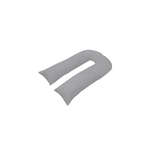 9ft U Shaped Pillow with free Case- Full Body Support Orthopaedic Maternity Pregnancy Comfort Pillow Hollowfiber Filled (Silver)