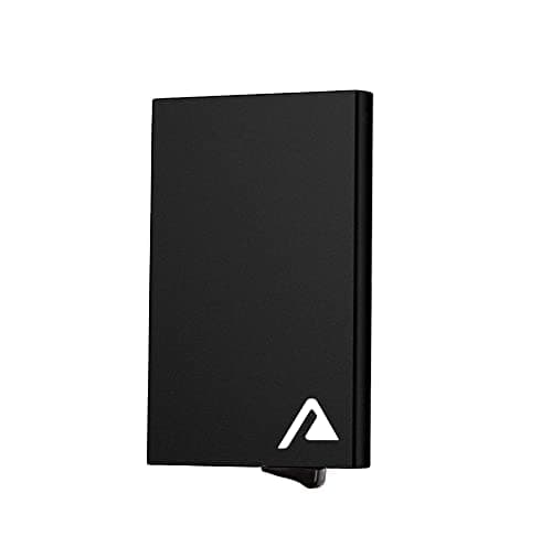 Auners - Card Holder Wallet Mens Minimalist Slim Metal RFID Blocking Contactless Card Protector Pop-Up Gift for Man Him Christmas Stocking Filler — view 6