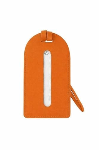 Wasama Genuine Leather Luggage Tag | Travel Baggage Tag | Durable Strap & Privacy Flap (Orange)