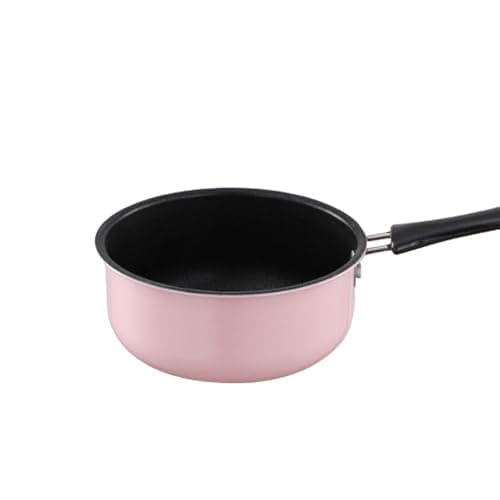 Compact Nonstick Soup Pot with Long Handle for Travel Camping Pink — view 3