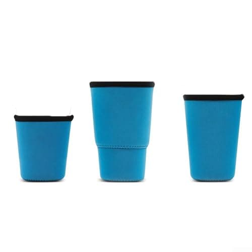 Reusable Neoprene Cup Sleeve Thermal Coffee Tea Protector, Heat Insulated Drink Holder for Hot Beverage Grip, Travel Camping Mug Cover, Takeaway Cup Holder(M blue)