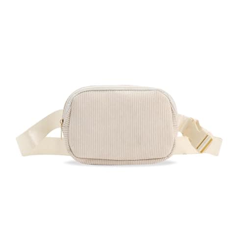 Corduroy Waist Bag for Women, Bumbag Belt Bag Sling Bag Women's Shoulder Bag Crossbody Bags for Women with Adjustable Shoulder Straps, Gift for Her (Off-White)