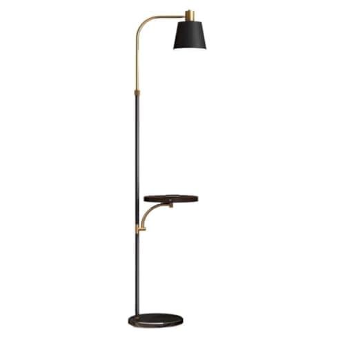 Standing Tall Lamps Nordic Floor Lamp With USB Charging Port Wood Tray Standing Lamp Adjustable Lampshade Marble Base High Pole Lamp Reading Light
