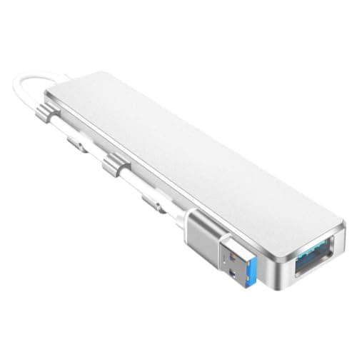 USB Hub 4 Port Stainless Steel and ABS for Office Home Use
