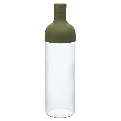 Hario FIB-75-OG 750 ml 1-Piece Glass Filter-In Tea or Water Bottle, Olive Green