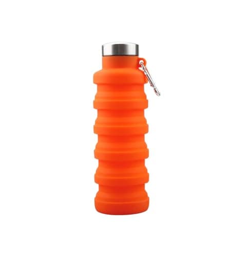 CS Beauty 2 Pack x Collapsible Water Bottle, 500ml, Silicone Travel Bottle with Carabiner,Foldable Design, Hiking - Camping - Available in Colours Grey, Purple, Orange - (Colour Chosen at Random) — view 4