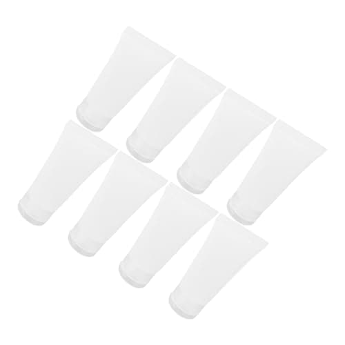 Beatifufu 8pcs Plastic Travel Containers 20ml Refillable Travel Tubes with Toothpaste Refill Adapter Leak-proof Squeeze Bottles for Lotion and Skincare Products Space-saving Design