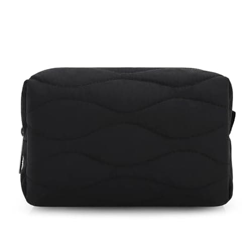 DOB SECHS Waterproof Canvas Mini Travel Makeup Carrying Case Wash Bags Cosmetic Bag Portable Electronics Accessories Organizer Wash Gym Shaving Bag (#93-Black, Small)