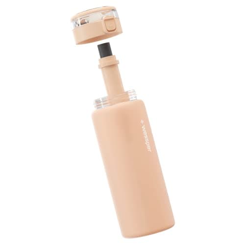 Wessper Water Bottle Borosilicate Glass, Water Bottle BPA-free with Filter 680 ml + Activated Carbon Filter Straw | for Family Life, Camping, Yoga, Fitness, Outdoor – Beige — view 2