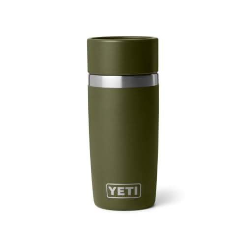 YETI Rambler 12 oz (355 ml) Travel Bottle with 100% Leakproof Hotshot Commuter Cap, Vacuum Insulated Stainless Steel Coffee Flask for Travel & Commute, Olive/King Crab Orange — view 2