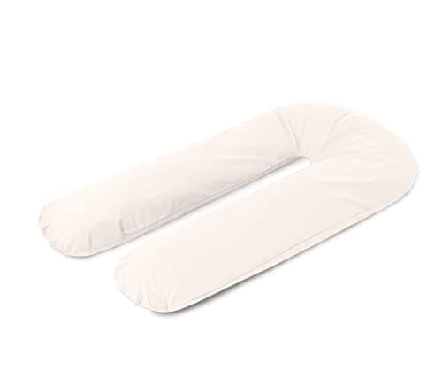 A ATH COLLECTION Pregnancy Pillowcase 9 FT, 12 FT, U Shaped Full Body Pillow Cover with zip, Nursing, Support and Maternity Pillow for Pregnant Women Cover Only (9 FT, Cream)
