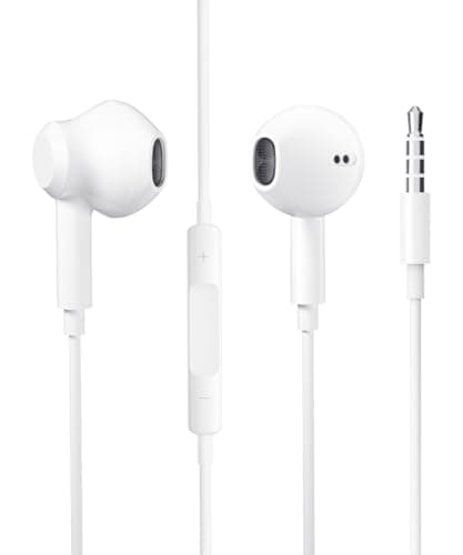 JYmusic Earphones，In-Ear Headphones 3.5mm Jack Wired Earbuds Noise Isolating Headset With Microphone Lightweight Wired with iPhone iPadPro Samsung Huawei Android MP3 Tablets Laptops and More device