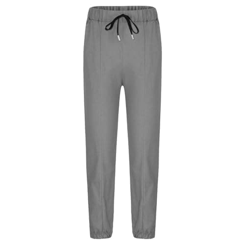 Kids Joggers Drawstring Cotton Linen Fall Cargo Trousers High Waisted Slim Fit Jogging Bottoms Travel Leisure Parachute Trousers Cuffed Ankles Trekking Sports Games Dark Gray 5 Years — view 5