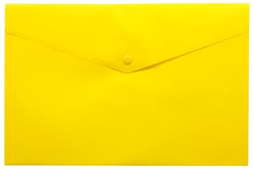 eco-eco A4+ 50% Recycled Transparent Press Stud Popper Wallet, Plastic Folders (Pack of 5), Yellow, eco035YELLOW — view 2