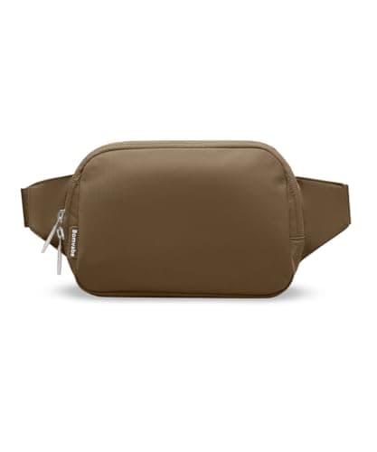 Bomvabe Small Fanny Pack with 2-Way Zipper for Women Tween Girls, Bum Bag for Ladies with 53" Adjustable Strap, Crossbody Bag for Travel Gym Running Hiking, Everywhere Belt Bag 1L Chocolate Brown