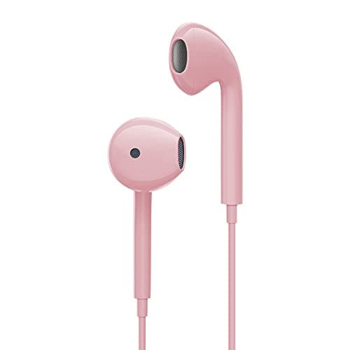 Earphones Wired Earbuds In-Ear Headphones with Microphone, Noise Isolating 3.5mm Jack Headphones for Samsung,iPhone,Android,iPad,Tablets and Other 3.5mm Jack Audio Devices (PINK)