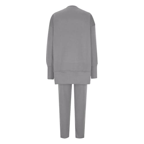 NSICBMNO Gray Womens Tracksuit Set 2 Piece Outfits Oversized Sweatshirts Gym Leggings Airport Out Long Jumpers Split Hem Trousers Casual Co Ord Sets Winter Lounge Wear Sets For Gym Sports Travel — view 2