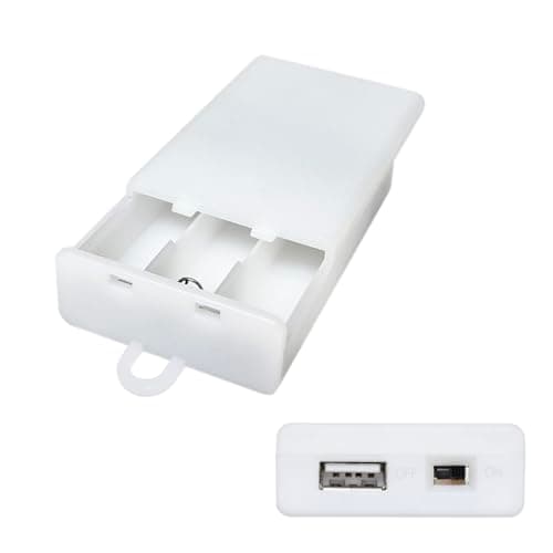 Battery Case Box with USB Port, AA Batteries Power Bank for 5V USB LED Strip Lights Fairy String Lights Curtain Lights Christmas Decoration