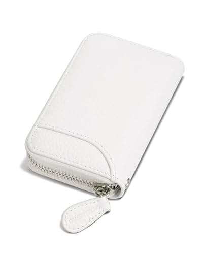 GADIEMKENSD Women Credit Card Holders Small RFID Wallet Zipper for Travel Leather Accordion Wallets Inserts Case Business Cards Organizer id Compact Credit Card Slots Cash Slots White