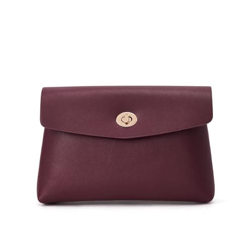 HiTotes Makeup Bag Small Makeup Pouch for Women Travel Cosmetic Pouch PU Leather Clutch Purse