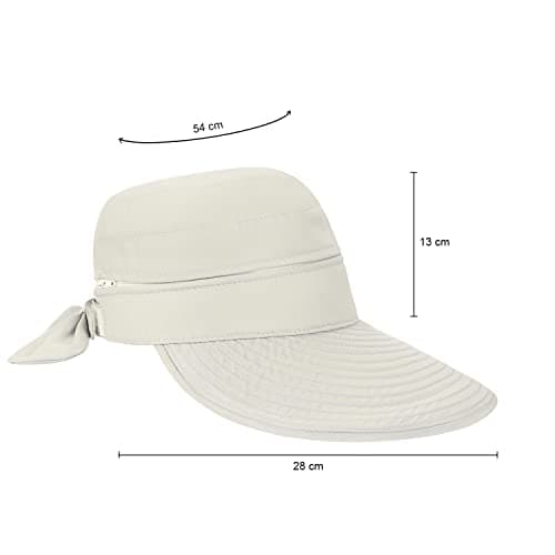 XINCHIA Women Sun Visor Hat Wide Brim Summer UV Protection Cap Golf Visor Hat Beach Visors Caps for Women Removable Topless Foldable Summer Travel Hats Packable Ladies Bucket with Bowknot Beige — view 6