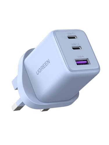 UGREEN USB C Charger Plug, 30W 3-Port USB Fast Charger Power Adapter, Blue
