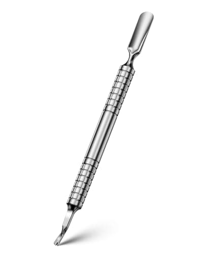 FERYES Cuticle Pusher with Fork, 2-in-1 Cuticle Remover Tool, Upgraded Stainless Steel Cuticle Trimmer Nail Care Tool for Manicures- Black(5.8 Inches