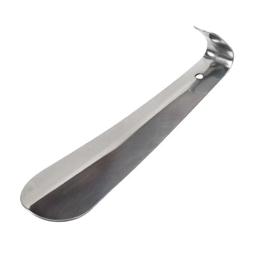Compact Stainless Steel Shoehorn with Hook Portable Household for Effortless Dressing Metal Handle Ideal Travel Companion Assists Slip-On Footwear -Saving Design (Silver, One Size)